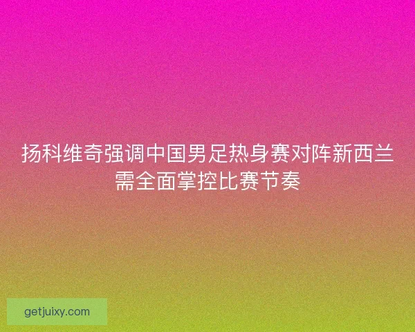 扬科维奇强调中国男足热身赛对阵新西兰需全面掌控比赛节奏